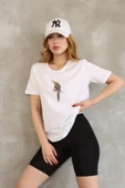 Taş İşlemeli Kuş Motifli Basic Tişört DNV-000099 thumbnail 1