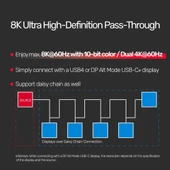 UNITEK USB4 THUNDERBOLT KABLO 0.8MT(C14100BK-0.8M) thumbnail 5