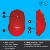 LOGITECH M330 1000DPI KIRMIZI MOUSE 910-004911 thumbnail 6