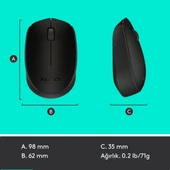 LOGITECH B170 NANO MOUSE KABLOSUZ SİYAH 910-004798 thumbnail 1