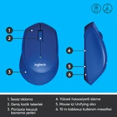 LOGITECH M330 1000DPI MAVİ MOUSE 910-004910 thumbnail 6