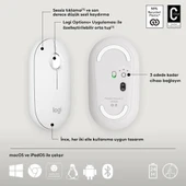 LOGITECH PEBBLE M350S BEYAZ KABLOSUZ SESSİZ MOUSE 910-007013 thumbnail 4
