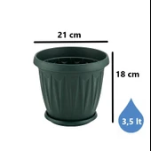 Omnipazar SY-5703 Plastik Ürgüp Tabaklı Saksı Takımı 3,5 lt Yeşil 6 Adet thumbnail 2