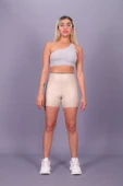 Deri spor şort yüksel bel thumbnail 1