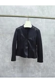 Kadın hakiki deri slim fit ceket thumbnail 4