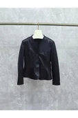 Kadın hakiki deri slim fit ceket thumbnail 3