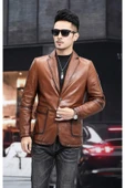 Hakiki deri slim fit erkek ceket thumbnail 4