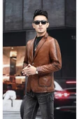 Hakiki deri slim fit erkek ceket thumbnail 2