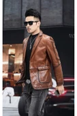 Hakiki deri slim fit erkek ceket thumbnail 1