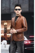 Hakiki deri slim fit erkek ceket thumbnail 3
