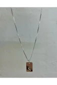 925 Gümüş | Harfini Seç Plaka Kolye Unisex thumbnail 2
