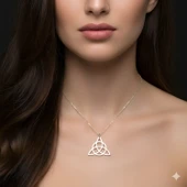 Triquetra Gümüş Kolye - Altın thumbnail 2