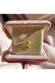 316L Çelik Gold Ribbon Heart Kolye thumbnail 3