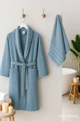 4 Parça Soft Elegance Banyo Aile Bornoz Seti Pamuklu thumbnail 10