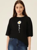 Baskılı T-shirt - Siyah thumbnail 3