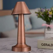 BUFFER® Çatı Model Bronz Renk Şarjlı Dokunmatik 3 Renkli LED Masa Lambası thumbnail 5