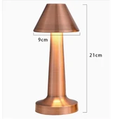 BUFFER® Çatı Model Bronz Renk Şarjlı Dokunmatik 3 Renkli LED Masa Lambası thumbnail 4