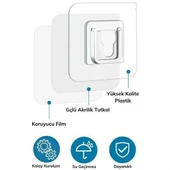 BUFFER® Eşya Sabitleme Askısı 10 Çift Şeffaf Çift Taraflı Yapışkanlı Geçmeli Klips thumbnail 3