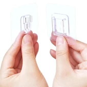 BUFFER® Eşya Sabitleme Askısı 10 Çift Şeffaf Çift Taraflı Yapışkanlı Geçmeli Klips thumbnail 6