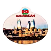Azerbaycan Flame Towers Oval Magnet thumbnail 1