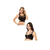Kota 4 Adet Siyah Tül Modelli Dantelli Büstiyer thumbnail 2