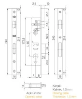 Kale 153P PVC Kapı Kilidi 35mm Gövde thumbnail 2