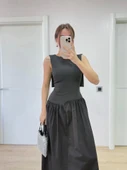Arkası Kanatlı Uzun Elbise- Siyah thumbnail 1