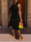 Kadın Bodycon Midi Boy Dalgıç Elbise thumbnail 3