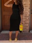 Kadın Bodycon Midi Boy Dalgıç Elbise thumbnail 2