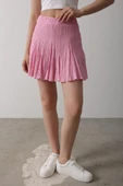 Beli Lastikli Mini Etek - Pembe thumbnail 4