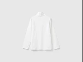 Kız Çocuk Ekru Balıkçı Yaka Basic T-Shirt thumbnail 2