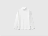 Kız Çocuk Ekru Balıkçı Yaka Basic T-Shirt thumbnail 1