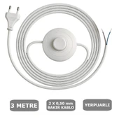 Fişli Yerpuarlı Kablo (Yassı)- Anahtarlı (2X0,50) Beyaz - 3 Metre thumbnail 1