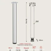 Masa Ayağı 71cm * 60mm Siyah 1 Adet thumbnail 2