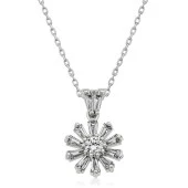Gümüş Trapez Taşlı Çiçek Bayan Kolye thumbnail 3
