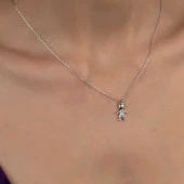 Swarovski Taşlı Gümüş Çocuk Bayan Kolye thumbnail 1