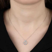 Swarovski Taşlı Gümüş Kalp Bayan Kolye thumbnail 1
