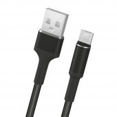 FitPlus Round RS-101 Micro USB Data/Şarj Kablosu 3A 1mt Örgü - Siyah thumbnail 2