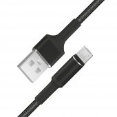 FitPlus Round RS-101 Micro USB Data/Şarj Kablosu 3A 1mt Örgü - Siyah thumbnail 3