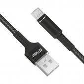 FitPlus Round RS-101 Micro USB Data/Şarj Kablosu 3A 1mt Örgü - Siyah thumbnail 5