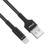 FitPlus Round RS-101 Micro USB Data/Şarj Kablosu 3A 1mt Örgü - Siyah thumbnail 1