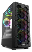 SHARKOON RGB HEX Black ARGB Temperli Yan Cam, 6x120mm ARGB Fan, Type-C 3.2 Gen 2, Siyah, ATX  Kasa thumbnail 1