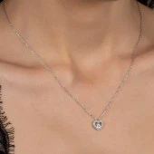 Swarovski Taşlı Gümüş Kalp Bayan Kolye thumbnail 1