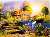 Nova 41067 - 1000 Parça Kuğulu Bahçe Puzzle thumbnail 1
