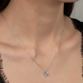 Swarovski Taşlı Gümüş Kalp Bayan Kolye thumbnail 1