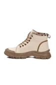 Bej Bağcıklı Kaymaz Taban Kadın Sneaker Bot thumbnail 2
