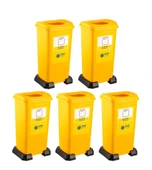 Omnipazar SY-4398 Sıfır Atık Plastik Geri Dönüşüm Çöp Kutusu 70 lt Sarı 5 Adet thumbnail 1