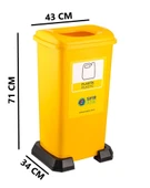 Omnipazar SY-4398 Sıfır Atık Plastik Geri Dönüşüm Çöp Kutusu 70 lt Sarı 5 Adet thumbnail 2