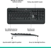 Logitech MK540 Kablosuz Klavye Mouse Seti Siyah 920-008687 thumbnail 5