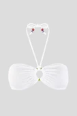 Beyaz Square Wick Straplez Tek Üst Bikini thumbnail 1